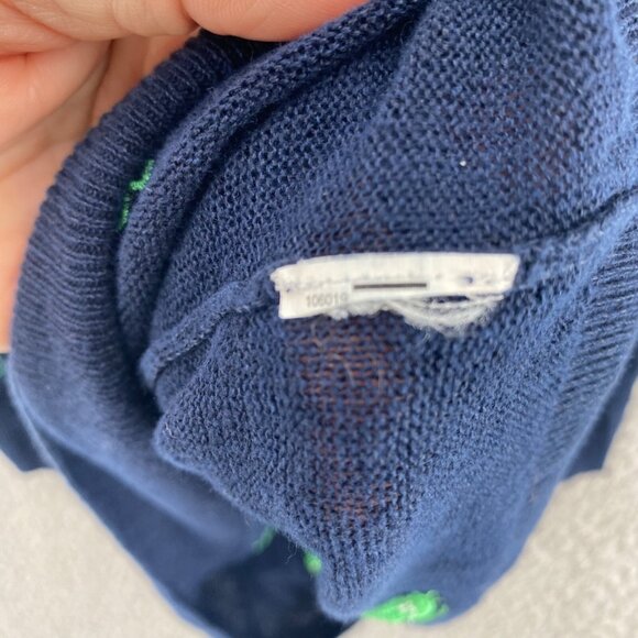 J Crew Sweater Womens Small Navy Whale Linen Embroidered 3/4 Sleeve Pullover - Picture 6 of 9